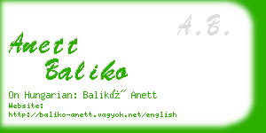 anett baliko business card